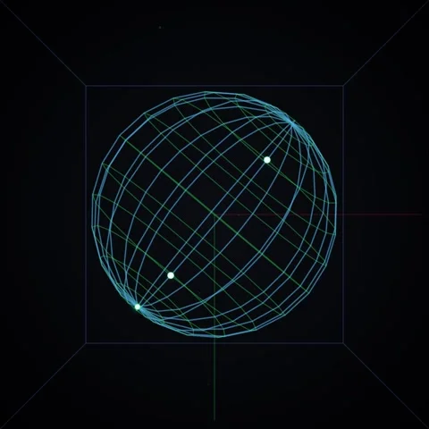 Abstract Wireframe Sphere in Cube with Glowing Dots, Futuristic Digital Glo.. Stock Footage 346284287