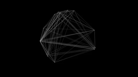 Abstract Wireframe Structure of Interconnected Lines in Black and White Stock Footage 341778653