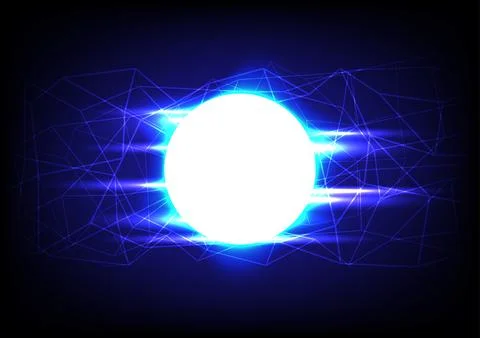 Abstract wireframe technology with glowing tail of shining laser stream vecto Stock Illustration