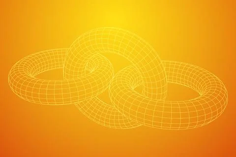 Abstract wireframe torus donuts. Vector technology background. Illustrazione stock