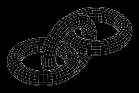 Abstract wireframe torus donuts. Vector technology background. Stock Illustration