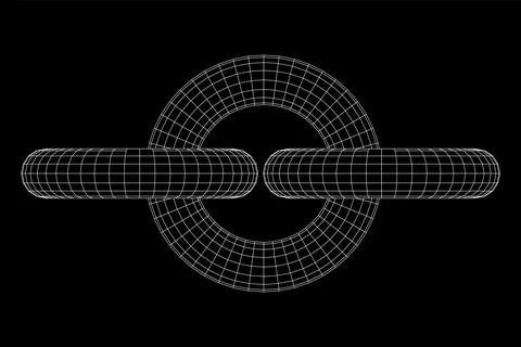 Abstract wireframe torus donuts. Vector technology background. Illustrazione stock