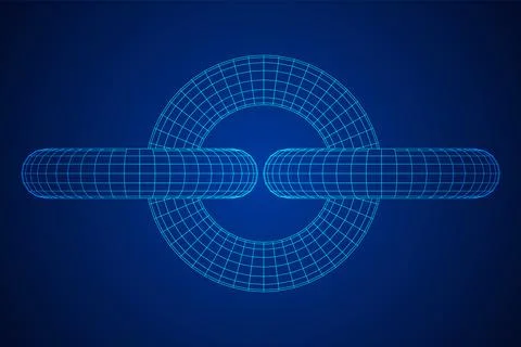 Abstract wireframe torus donuts. Vector technology background. Illustrazione stock
