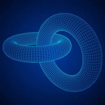 Abstract wireframe torus donuts. Vector technology background. Stock Illustration