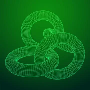 Abstract wireframe torus donuts. Vector technology background. 스톡 일러스트
