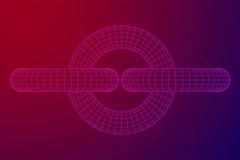 Abstract wireframe torus donuts. Vector technology background. Illustrazione stock