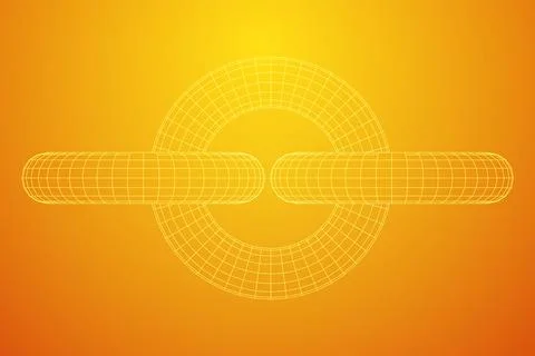 Abstract wireframe torus donuts. Vector technology background. Illustrazione stock