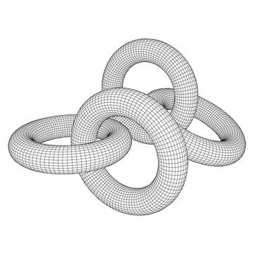 Abstract wireframe torus donuts. Vector technology background. Illustrazione stock
