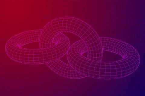 Abstract wireframe torus donuts. Vector technology background. Stock Illustration