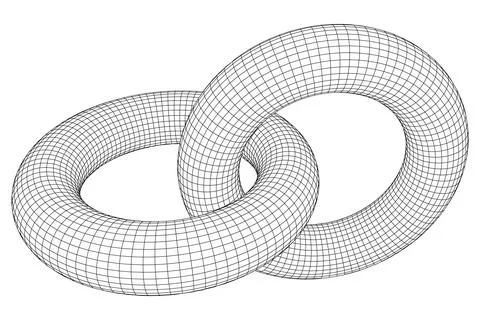 Abstract wireframe torus donuts. Vector technology background. Illustrazione stock