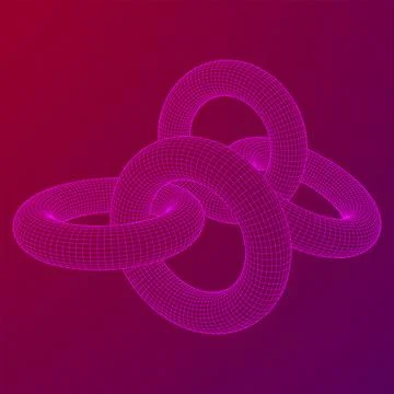 Abstract wireframe torus donuts. Vector technology background. Illustrazione stock