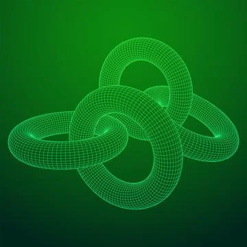Abstract wireframe torus donuts. Vector technology background. Stock Illustration