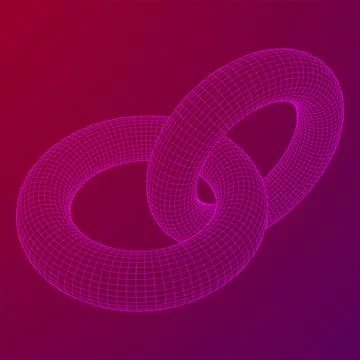Abstract wireframe torus donuts. Vector technology background. Illustrazione stock