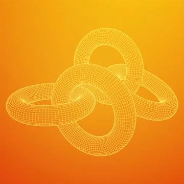 Abstract wireframe torus donuts. Vector technology background. Illustrazione stock