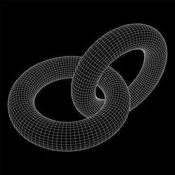 Abstract wireframe torus donuts. Vector technology background. Illustrazione stock