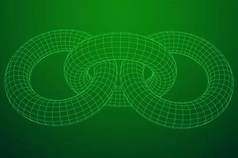 Abstract wireframe torus donuts. Vector technology background. Illustrazione stock