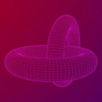 Abstract wireframe torus donuts. Vector technology background. Stock Illustration