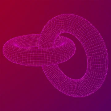 Abstract wireframe torus donuts. Vector technology background. イラスト素材