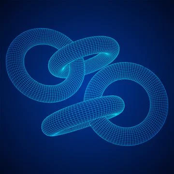 Abstract wireframe torus donuts. Vector technology background. Stock Illustration