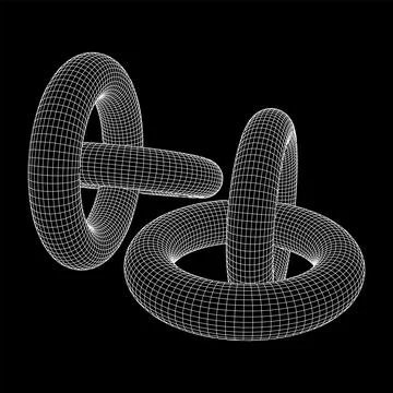 Abstract wireframe torus donuts. Vector technology background. Stock Illustration