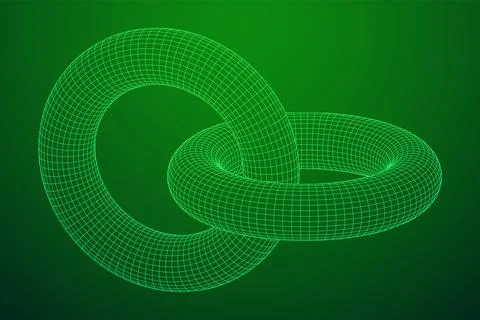 Abstract wireframe torus donuts. Vector technology background. Illustrazione stock