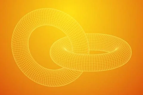 Abstract wireframe torus donuts. Vector technology background. Illustrazione stock