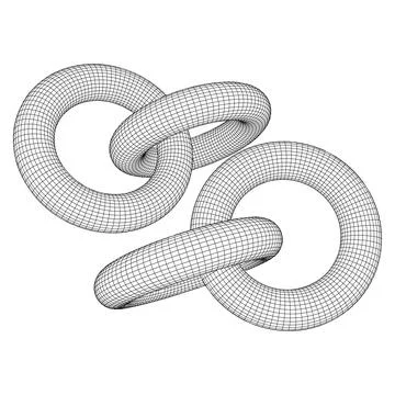 Abstract wireframe torus donuts. Vector technology background. Stock Illustration