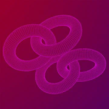 Abstract wireframe torus donuts. Vector technology background. Illustrazione stock