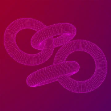 Abstract wireframe torus donuts. Vector technology background. Stock Illustration