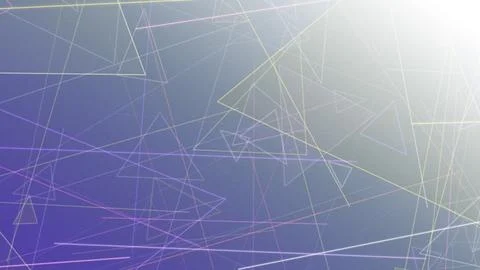 Abstract wireframe triangles and lines in blue, gold, and subtle pink tones.. Illustrazione stock
