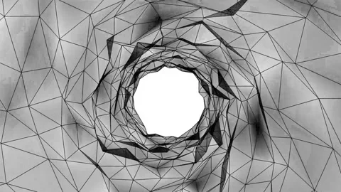 Abstract wireframe tunnel. Black blue wormhole. 3D portal grid. Futuristic .. Video stock 290849224
