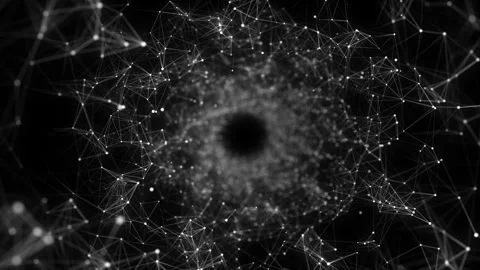 Abstract wireframe tunnel. Black wormhole. 3D portal grid. Stock Footage 249451920