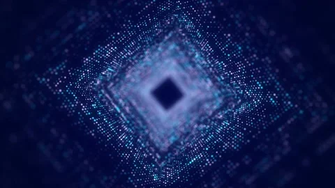 Abstract wireframe tunnel. Blue wormhole. 3D portal grid. Stock Footage 166169750