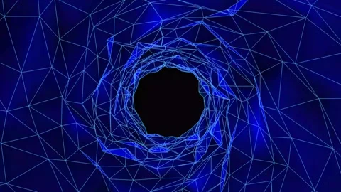 Abstract wireframe tunnel. Blue wormhole. 3D portal grid. Futuristic fantas.. Stock Footage 290849107