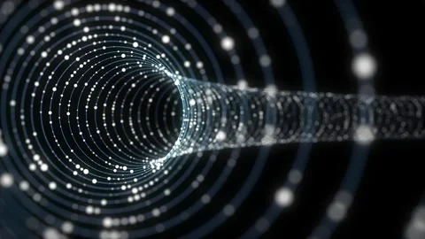 Abstract wireframe tunnel. Light science wormhole. 3D portal grid. Stock Footage 306534653