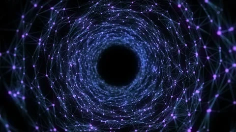 Abstract wireframe tunnel. Light science wormhole. 3D portal grid. Stock Footage 331239724