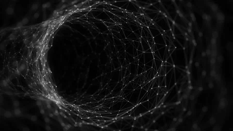Abstract wireframe tunnel. Light science wormhole. 3D portal grid. Stock Footage 331239773