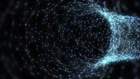 Abstract wireframe tunnel. Light science wormhole. 3D portal grid. Stock Footage 331239775