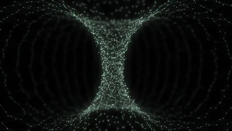 Abstract wireframe tunnel. Light science wormhole. 3D portal grid. Stock Footage 331239778