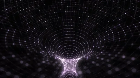 Abstract wireframe tunnel. Light science wormhole. 3D portal grid. Video stock 331239779