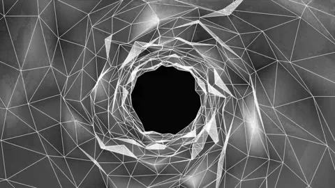 Abstract wireframe tunnel or funnel technology animated background. Futuris.. Stock Footage 290849225