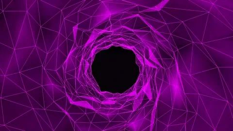 Abstract wireframe tunnel. Purple wormhole. 3D portal grid. Futuristic fant.. Stock Footage 290849079