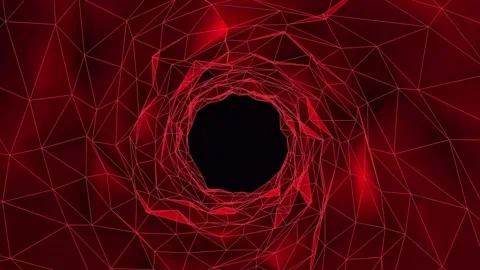 Abstract wireframe tunnel. Red wormhole. 3D portal grid. Futuristic fantasy.. Stock Footage 290848946