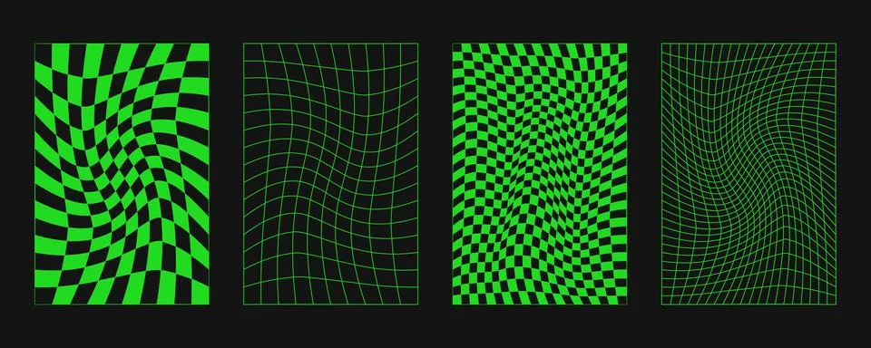 Abstract wireframes, cyberpunk elements and perspective green grids and sph.. Stock Illustration