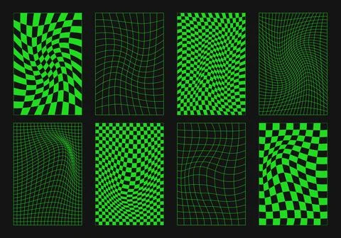 Abstract wireframes, cyberpunk elements and perspective green grids and spher Stock Illustration