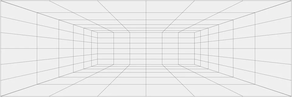 Abstract wireframes, cyberpunk elements and perspective black grid. Surreal.. Illustrazione stock