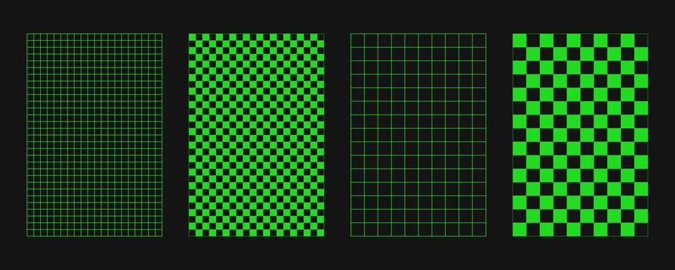Abstract wireframes, cyberpunk elements and perspective green grids and spher Stock Illustration