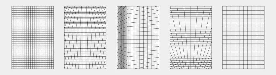 Abstract wireframes, cyberpunk elements and perspective black grids and spher Illustrazione stock