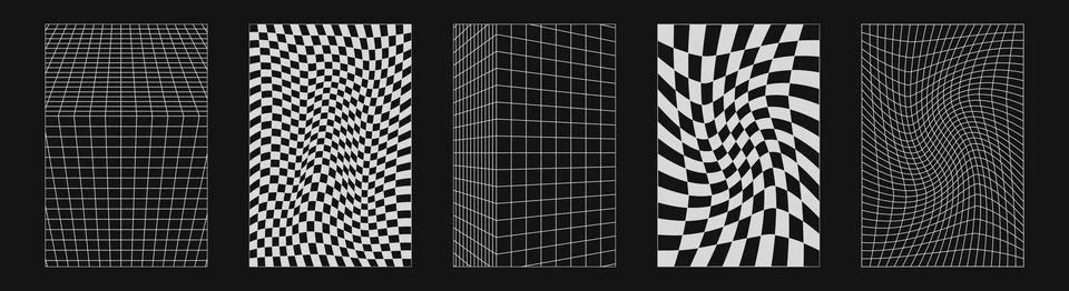 Abstract wireframes, cyberpunk elements and perspective white grids or sphe.. Illustrazione stock