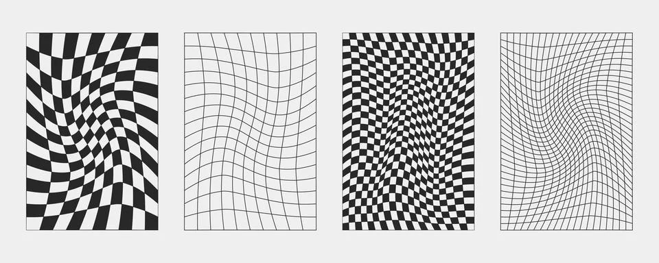 Abstract wireframes, cyberpunk elements and perspective black grids and spher Stock-Illustration